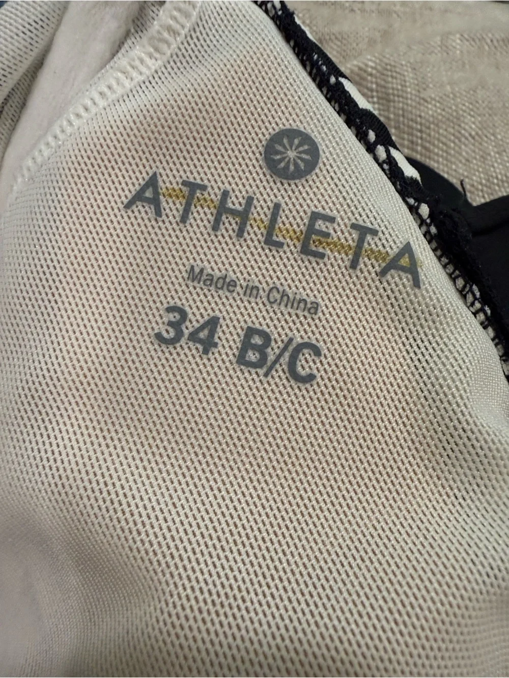 Athleta Striped Black & White Bandeau Bralette with Adjustable Straps Sz 34 B/C
